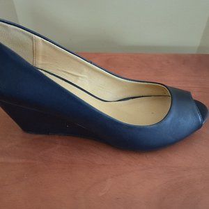 Navy wedge heel